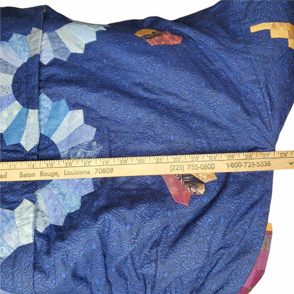 Artisan Jacket Coat 'Women's Blue Yellow Patchwork Zip Lined Handcrafted Plus 4X - Picture 4 of 12